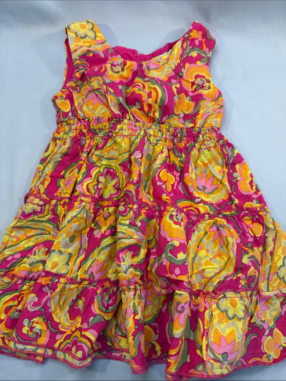 1989 Place Girls Pink and Yellow Floral Tiered Dress